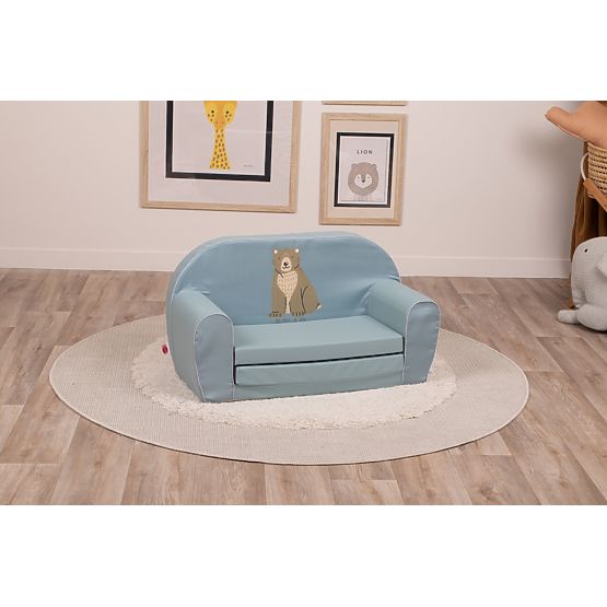 Dziecięca sofa Miś zielony sztruks