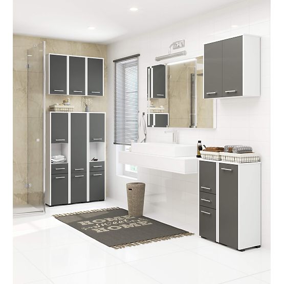 STOJĄCA SZAFKA ŁAZIENKOWA FIN S30 1D BIAŁA / SZARA