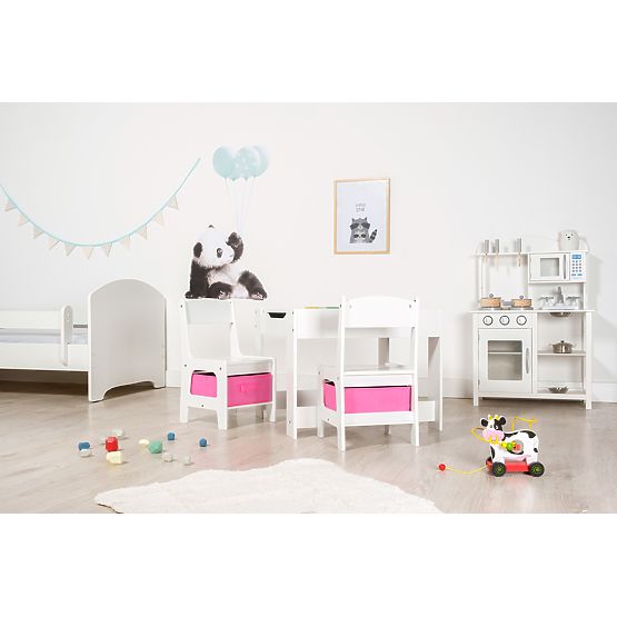 Ourbaby dziecięcy stół z krzesłami z różowymi pudełkami