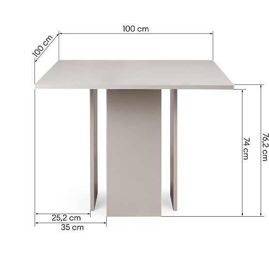 Stół jadalniany Gasper 100 cm, kwadratowy, kaszmirowy