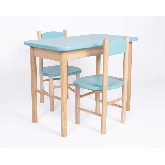 Zestaw stół i krzesła OURBABY w kolorze jasnoniebieskim