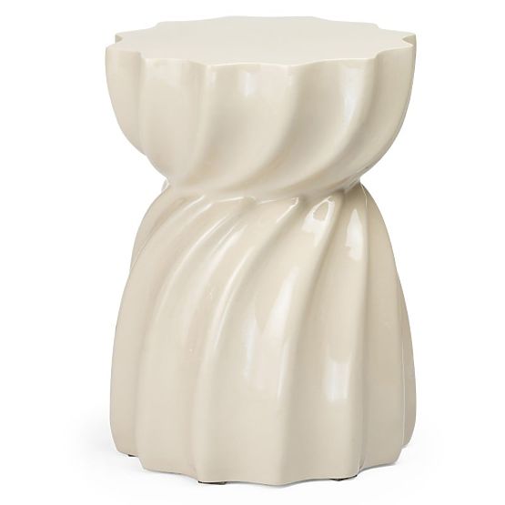 Stolik boczny Bloom 35 cm, beżowy, błyszczący