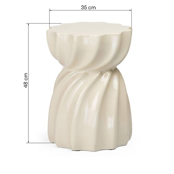 Stolik boczny Bloom 35 cm, beżowy, błyszczący
