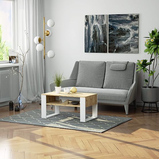 STOLIK KAWOWY DOMI DĄB ARTISAN / BIAŁY