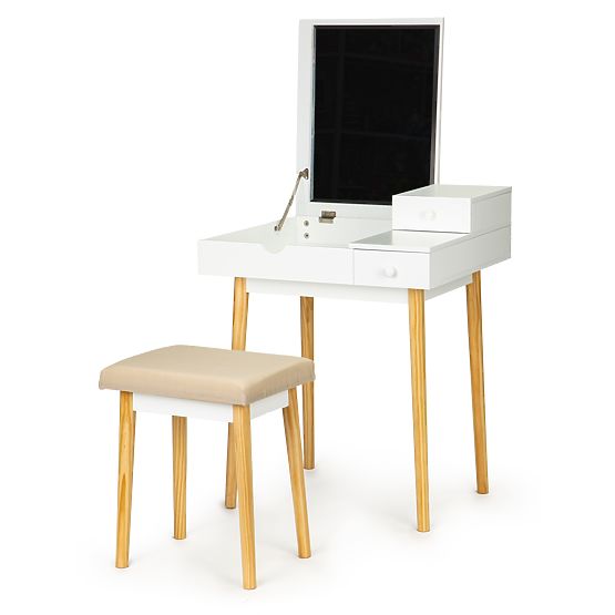 Stolik kosmetyczny z lustrem i krzesłem