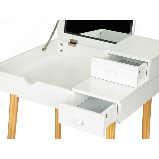 Stolik kosmetyczny z lustrem i krzesłem