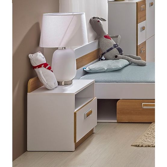 Stolik nocny L12 - biały / dąb Nash