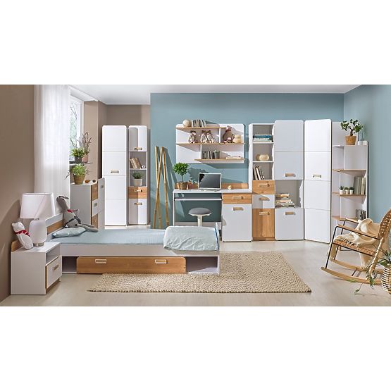 Stolik nocny L12 - biały / dąb Nash