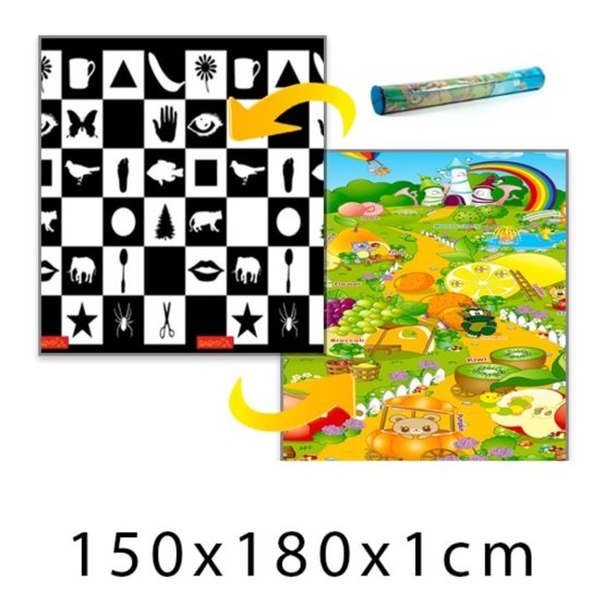 Dziecięcy piankowy dywan szachownica + Owocowy raj 150x180x1 cm