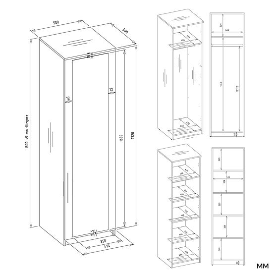 Szafa Malwa SD-50 z Lustrem BIAŁA