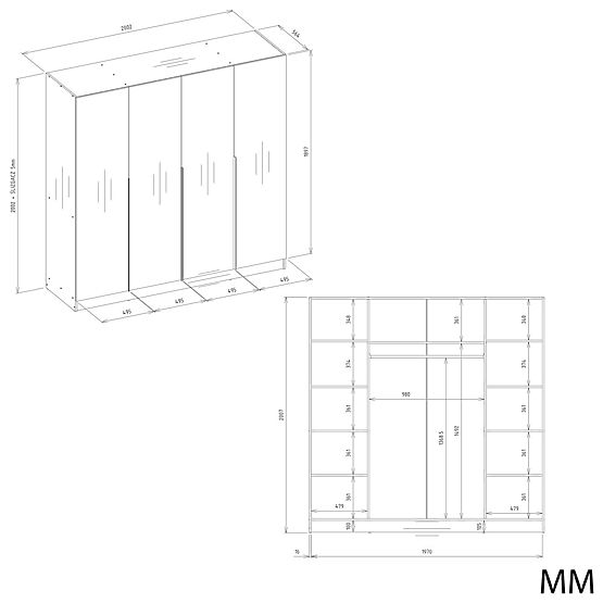 SZAFA SENSO 4D 200 CM 4 DRZWI ZŁOTE UCHWYTY DO SALONU SYPIALNI KASZMIROWY BEŻ