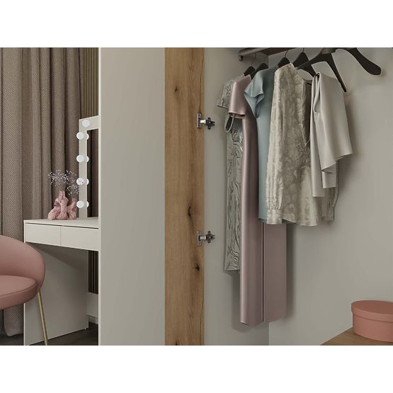 SZAFKA AVA 150 CM LUSTRO 2 SZUFLADY FREZOWANY FRONT DĄB EVOKE KASZMIROWY BEŻ