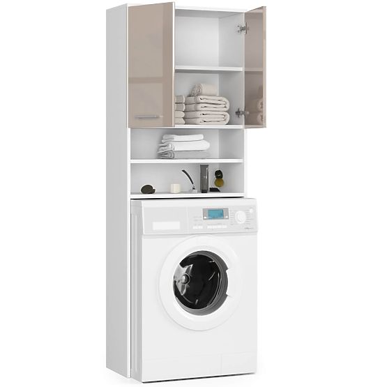 Szafka łazienkowa FIN nad pralkę - biały-cappuccino połysk - 2 drzwi