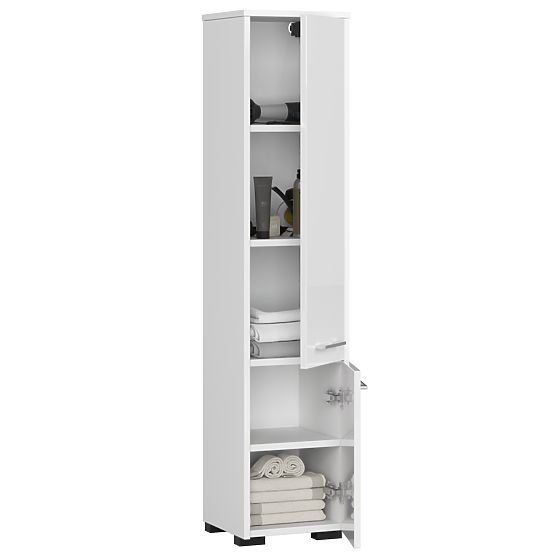 SZAFKA ŁAZIENKOWA FIN SŁUPEK 30 2D 140cm BIAŁY POŁYSK