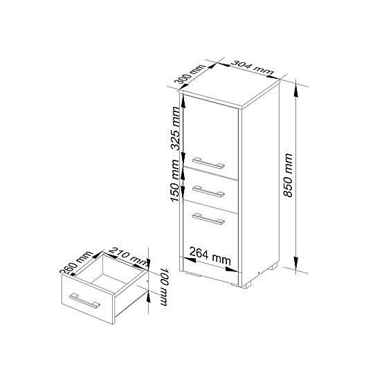 SZAFKA ŁAZIENKOWA FIN SŁUPEK 30 2D 1SZ 85cm PK BIAŁA