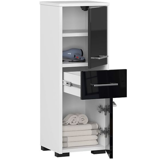 SZAFKA ŁAZIENKOWA FIN SŁUPEK 30 2D 1SZ 85cm PK CZARNY POŁYSK