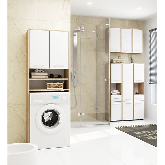 SZAFKA ŁAZIENKOWA FIN SŁUPEK 30 2D 1SZ 85cm PK DĄB SONOMA / BIAŁY