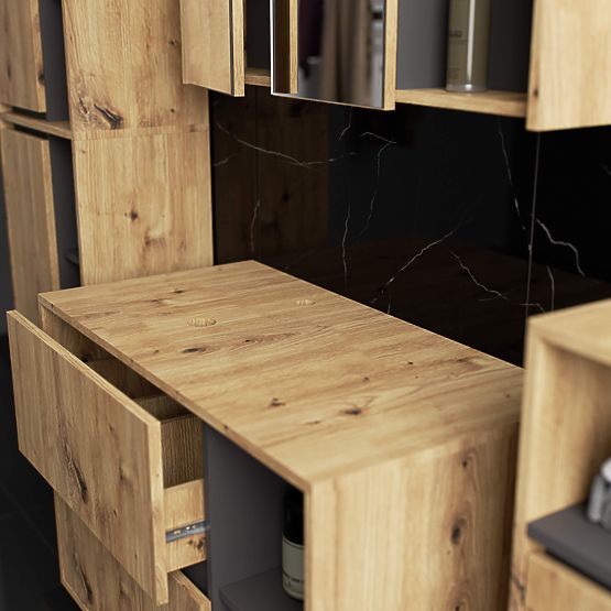 SZAFKA ŁAZIENKOWA POD UMYWALKĘ Z OTWORAMI VAMI W90 UM 2SZ 2P DĄB ARTISAN / GRAFITOWY SZARY