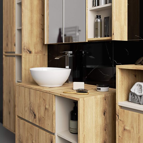 SZAFKA ŁAZIENKOWA POD UMYWALKĘ Z OTWORAMI VAMI W90 UM 2SZ 2P DĄB ARTISAN / KASZMIR