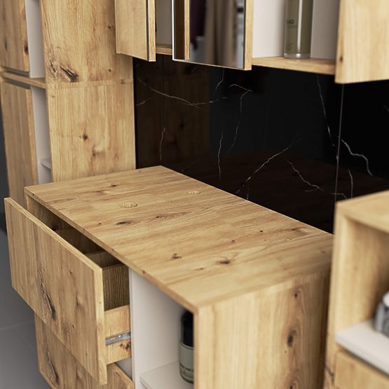 SZAFKA ŁAZIENKOWA POD UMYWALKĘ Z OTWORAMI VAMI W90 UM 2SZ 2P DĄB ARTISAN / KASZMIR