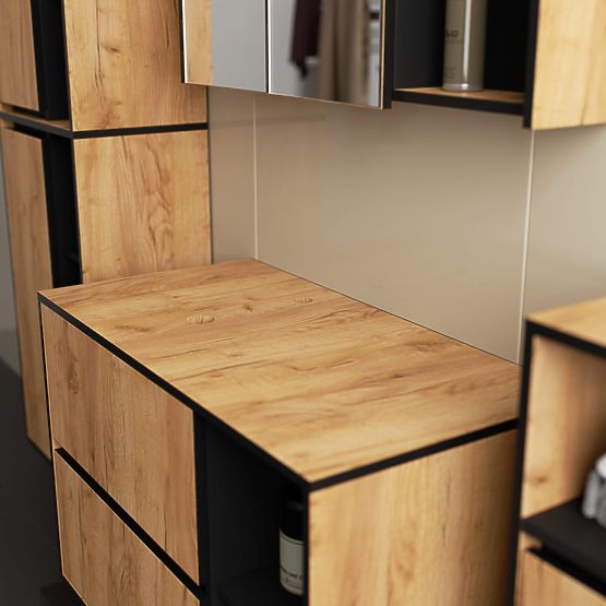 SZAFKA ŁAZIENKOWA POD UMYWALKĘ Z OTWORAMI VAMI W90 UM 2SZ 2P DĄB CRAFT / CZARNY