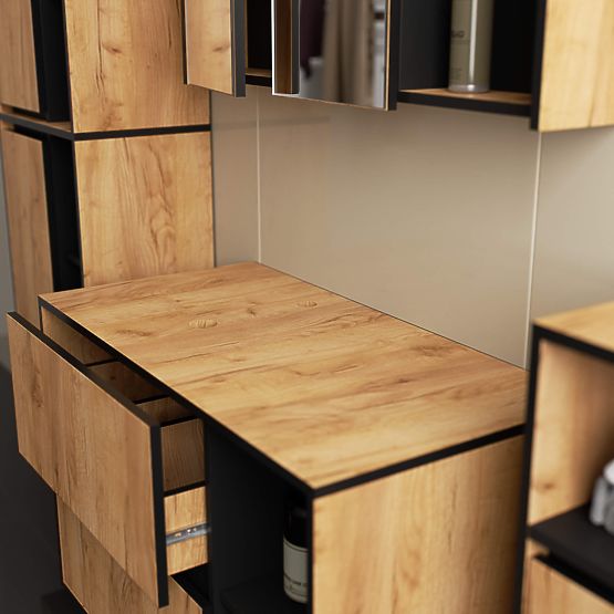 SZAFKA ŁAZIENKOWA POD UMYWALKĘ Z OTWORAMI VAMI W90 UM 2SZ 2P DĄB CRAFT / CZARNY