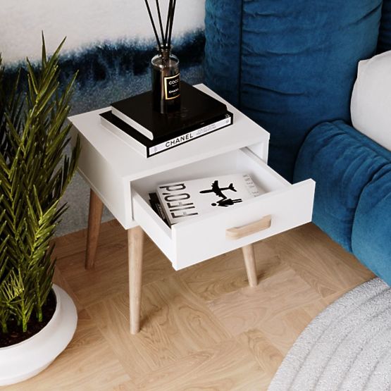 Szafka nocna Luna biała, szafka nocna