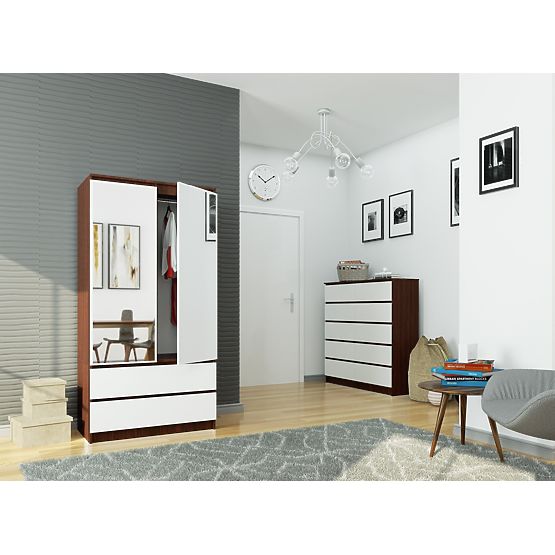 SZAFKA S 90 cm 2 DRZWI 2 SZUFLADY 2 LUSTRA PK WENGE / BIAŁA