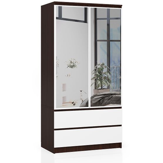 SZAFKA S 90 cm 2 DRZWI 2 SZUFLADY 2 LUSTRA PK WENGE / BIAŁA