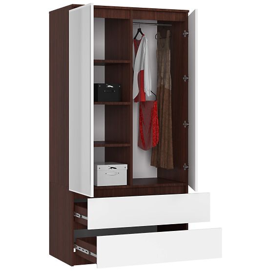 SZAFKA S 90 cm 2 DRZWI 2 SZUFLADY 2 LUSTRA PK WENGE / BIAŁA