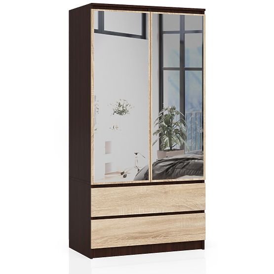 SZAFKA S 90 cm 2 DRZWI 2 SZUFLADY 2 LUSTRA PK WENGE / SONOMA
