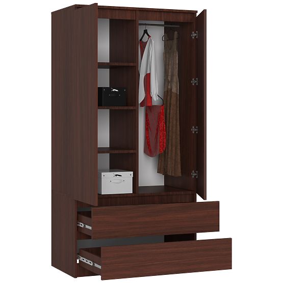SZAFKA S 90 cm 2 DRZWI 2 SZUFLADY PK WENGE