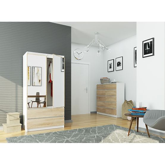 SZAFKA S90 2D 2SZ 2 LUSTRA CLP PK BIAŁA / SONOMA