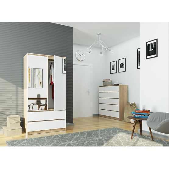 SZAFKA S90 2D 2SZ 2 LUSTRO CLP PK SONOMA / BIAŁA
