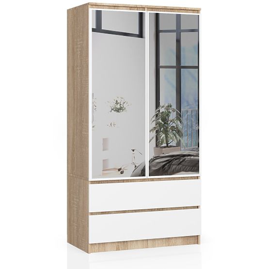 SZAFKA S90 2D 2SZ 2 LUSTRO CLP PK SONOMA / BIAŁA
