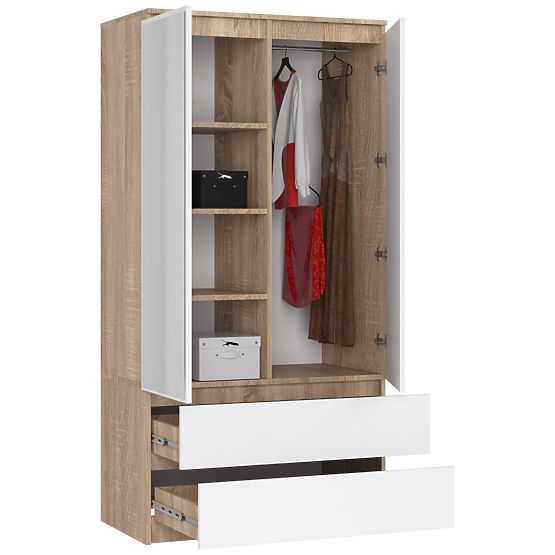 SZAFKA S90 2D 2SZ 2 LUSTRO CLP PK SONOMA / BIAŁA