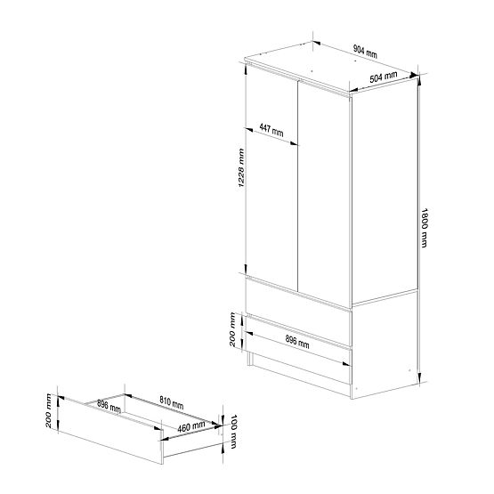 SZAFKA S90 2D 2SZ 2 LUSTRO CLP PK SONOMA / BIAŁA