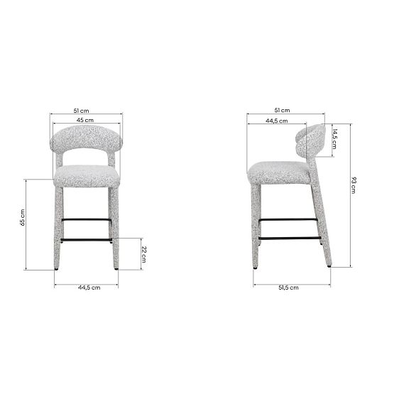 Tapicerowany stołek barowy Hiroki, beżowo-szary melanż