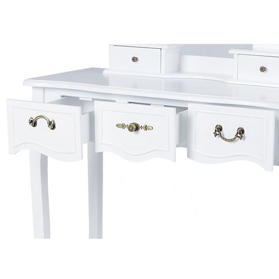 Stolik kosmetyczny Alva z lustrem i stołkiem