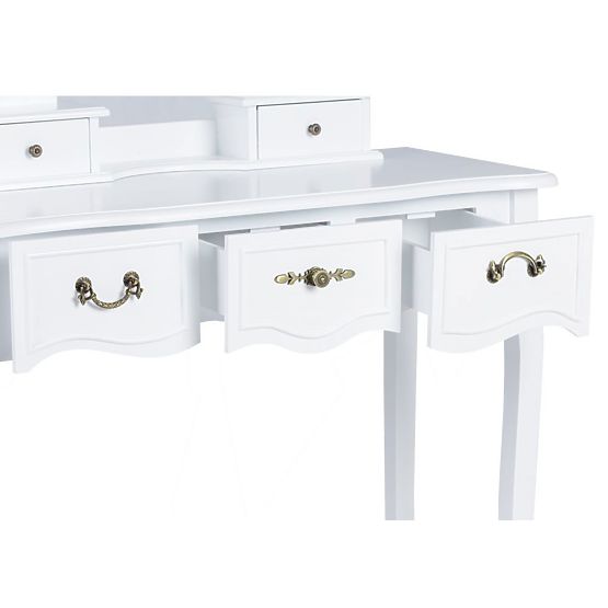 Stolik kosmetyczny Alva z lustrem i stołkiem