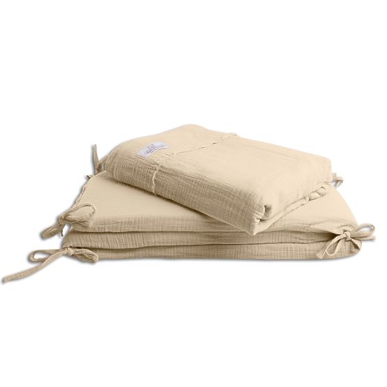 Trzyczęściowy zestaw pościeli muślinowej Heavens – beżowy