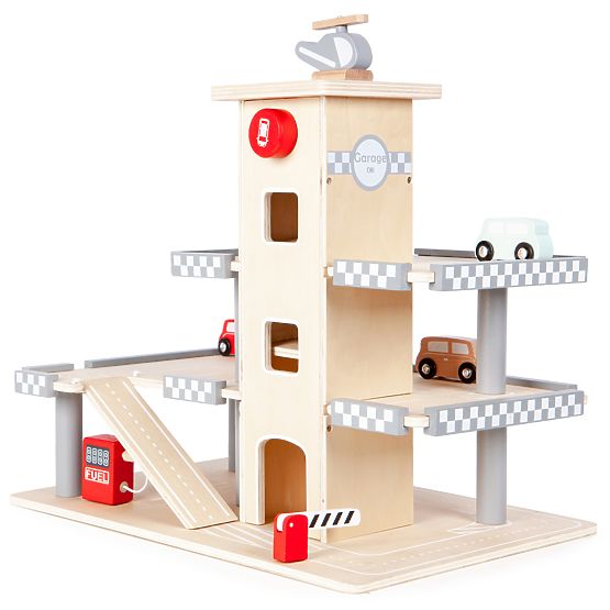 Trzypoziomowy garaż Alexa z windą, samochodami i helikopterem