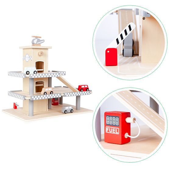 Trzypoziomowy garaż Alexa z windą, samochodami i helikopterem