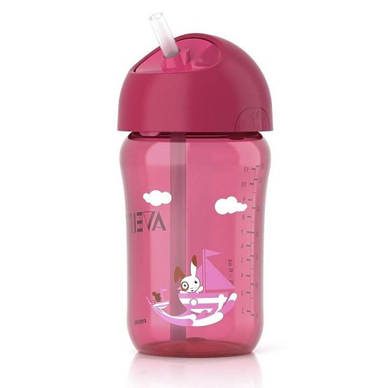 Uroczy kubek z słoma Avent różowy 340 ml