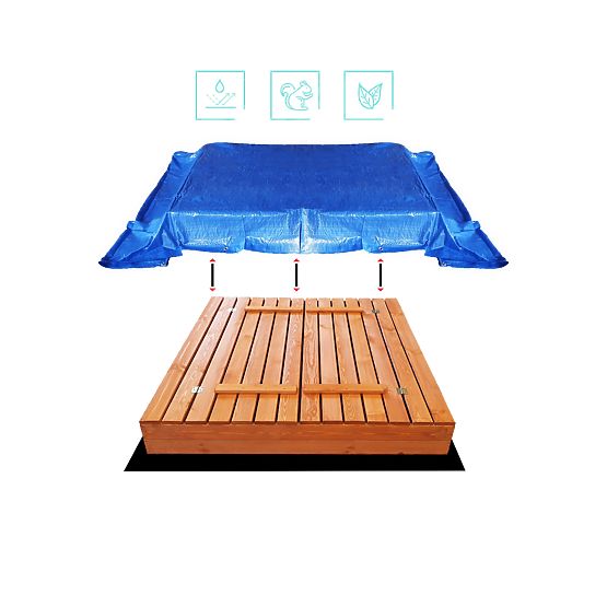 Zamykana piaskownica z ławkami 140 x 140 - impregnowana