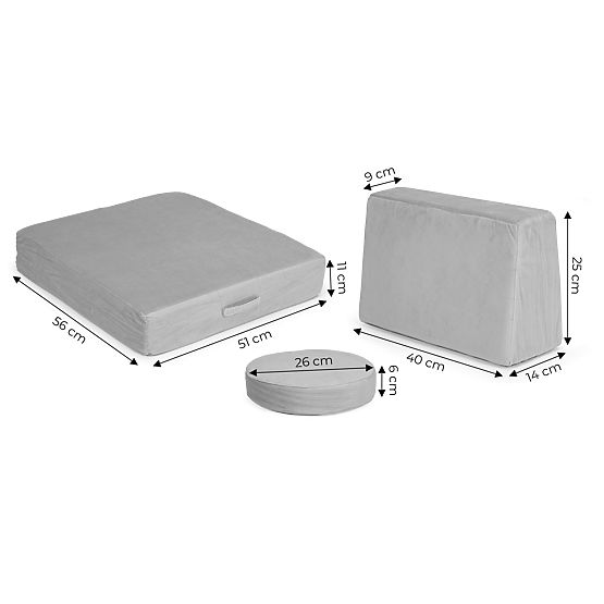 Duża modułowa składana sofa dla dzieci DIY 8 miękkich poduszek - szara ECOTOYS