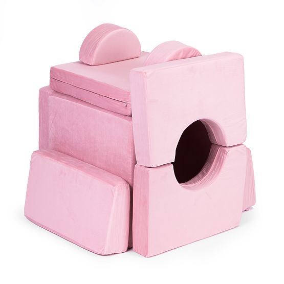 Duża modułowa składana sofa dla dzieci dla 2 osób DIY 10 miękkich poduszek - różowa ECOTOYS