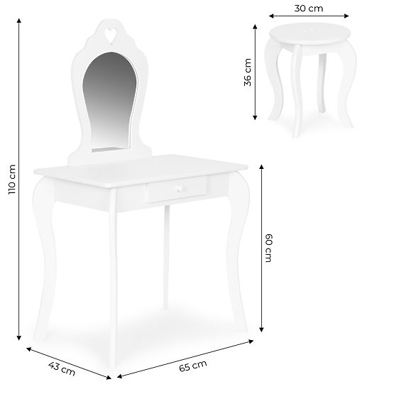 Duża dziecięca toaletka z lustrem dla dziewczynek ECOTOYS