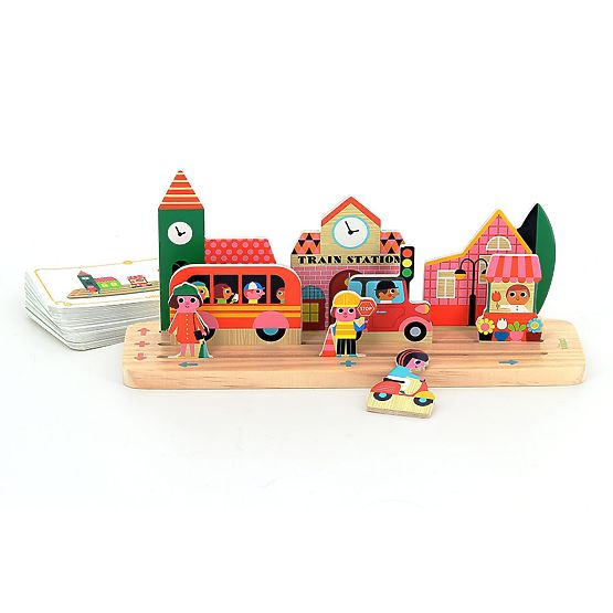 Vilac Drewniana gra logiczna Zbuduj to poprawnie! Miasto