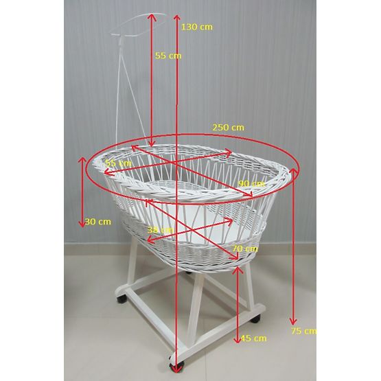 Wiklinowe łóżeczko z wyposażeniem dla niemowląt - szare